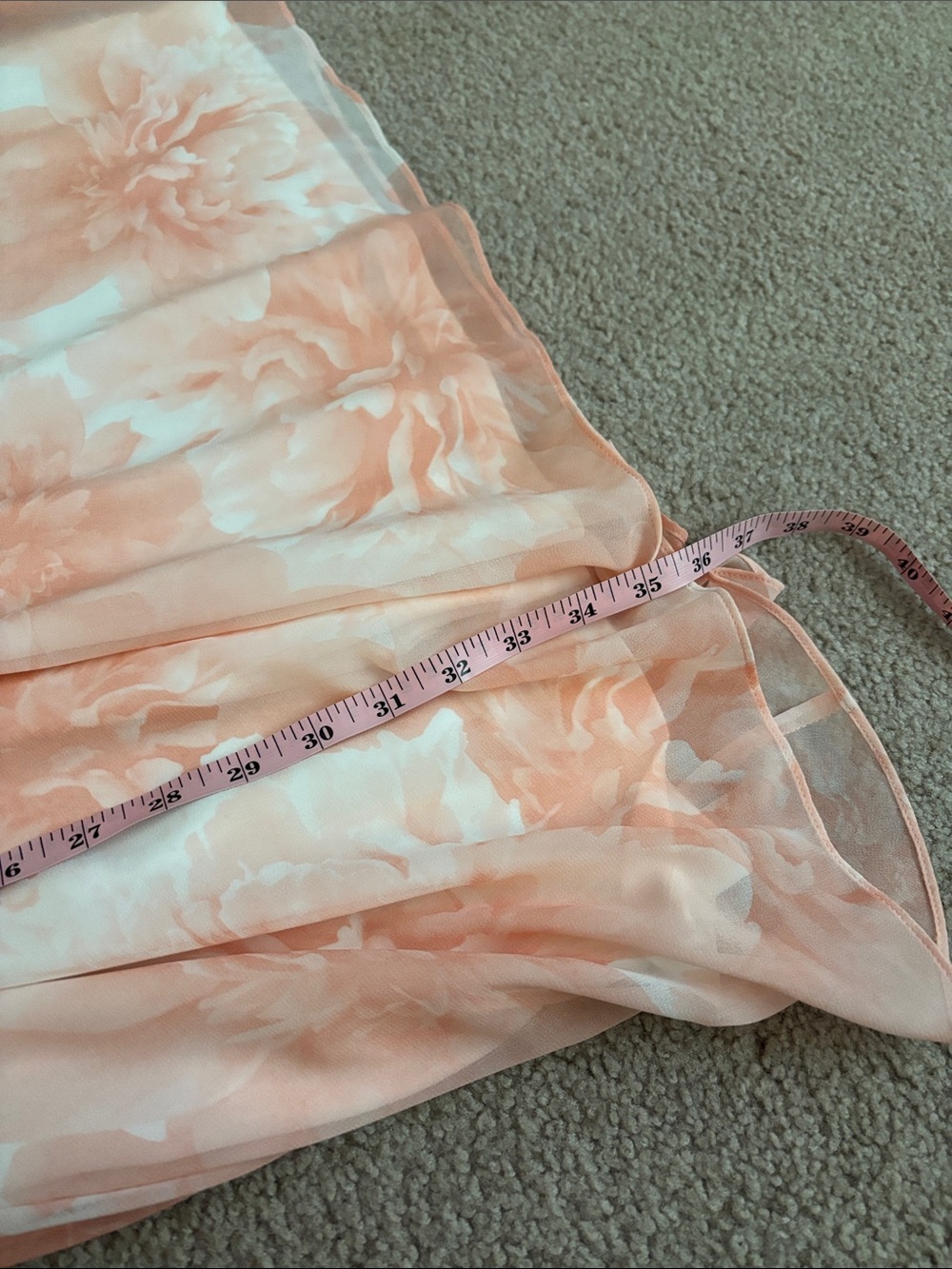 Calvin Klein Peach-Pink Floral Sleeveless Midi Dress size 10 - Picture 5 of 7